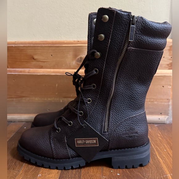 Harley-Davidson Dark Brown Leather Boots - Picture 1 of 7